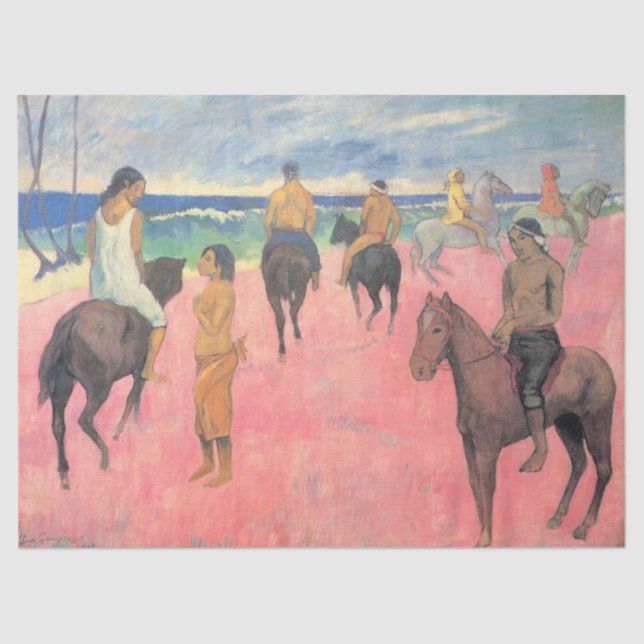 Papel De Seda Caballos en la playa de Tahití (Paul Gaugin) (Anverso)