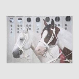 Papel De Seda Caballos País Rústico Blanco Marrón Occidental