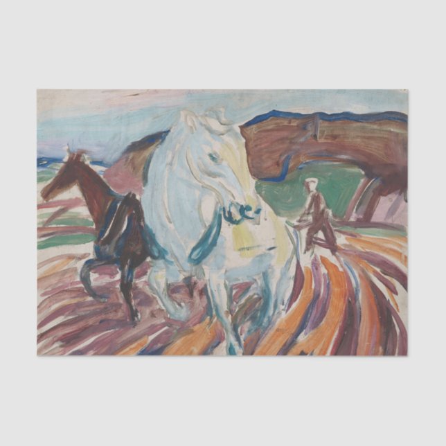 Papel De Seda Caballos que avanzan por Edvard Munch (Anverso)
