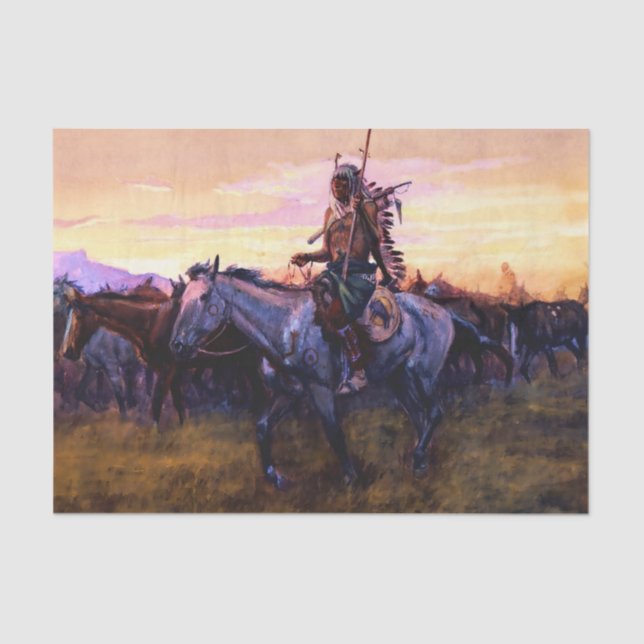 Papel De Seda "Caballos robados" por Charles M Russell (Anverso)