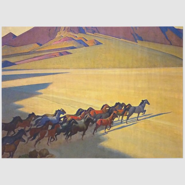 Papel De Seda "Caballos salvajes de Nevada" por Maynard Dixon (Anverso)