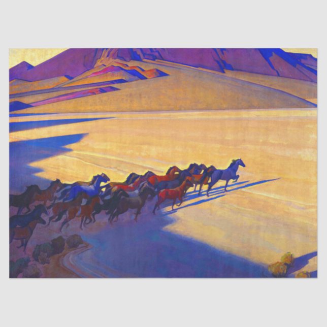 Papel De Seda Caballos salvajes de Nevada por Maynard Dixon (Anverso)