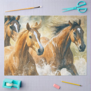 Papel De Seda Caballos salvajes decoupage acuarela western