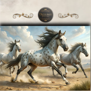 Papel De Seda Caballos Salvajes Manchados Arte Decoupage