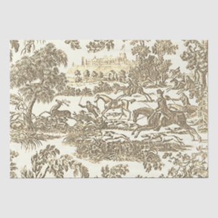 Papel De Seda Caballos y Sabuesos de Caza Vintage Beige