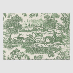 Papel De Seda Caballos y Sabuesos de Caza Vintage Verdes