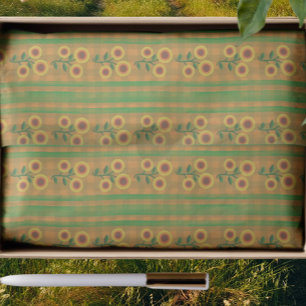 Papel De Seda Cabaña Campestre Marrón Verde Amarillo Girasoles