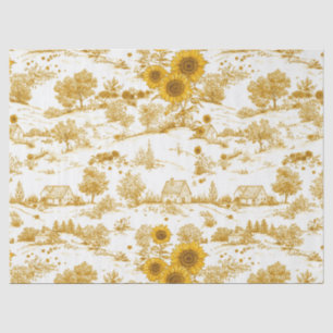 Papel De Seda Cabaña de Girasoles Dorados Toile Campestre Cottag