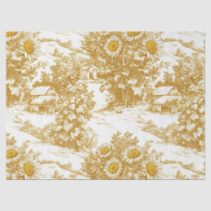 Papel De Seda Cabaña del Girasol Dorado Patrón Campestre de Toil