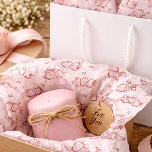 Papel De Seda Cabaña Dibujada a Mano Franja Rosa Fresa