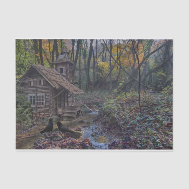 Papel De Seda Cabaña forestal de cuento de hadas en la vida real (Anverso)