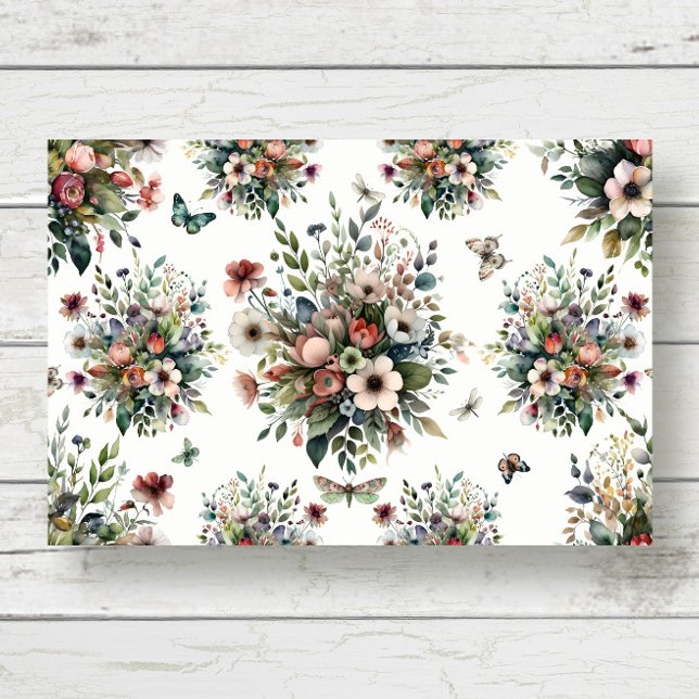 Papel De Seda Cabaña Jardín Floral Bouquet Mariposa Dragonfly (Subido por el creador)