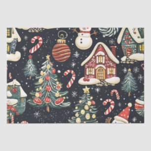 Papel De Seda Cabañas de invierno oscuro Hombre de nieve de cara