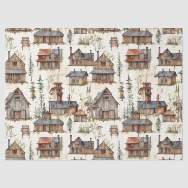 Papel De Seda Cabañas Rústicas  (Anverso)