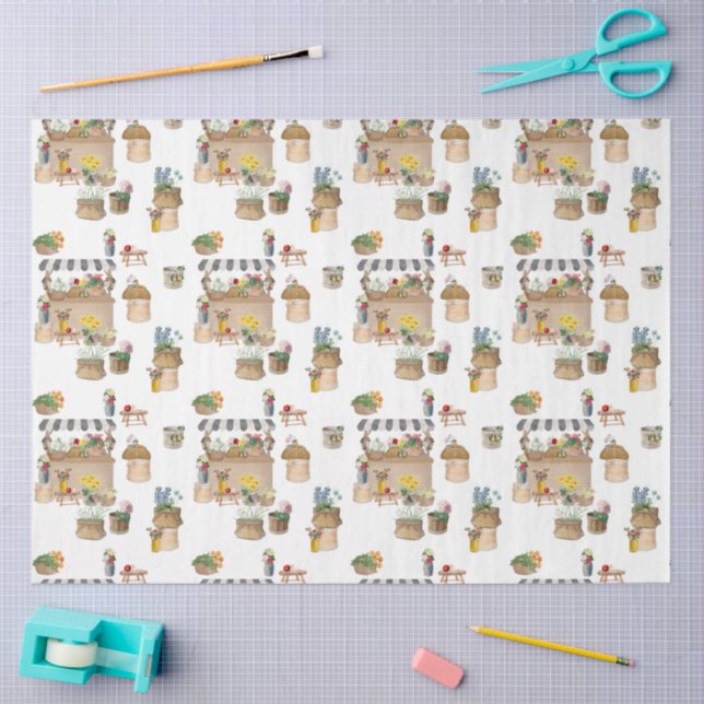 Papel De Seda Cabecera de carrito de flores de mercado para agri (Artesanía)