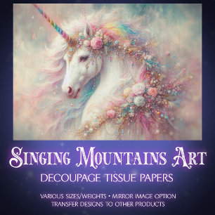 Papel De Seda Cabella Mágica Unicornio Arcoíris decoupage