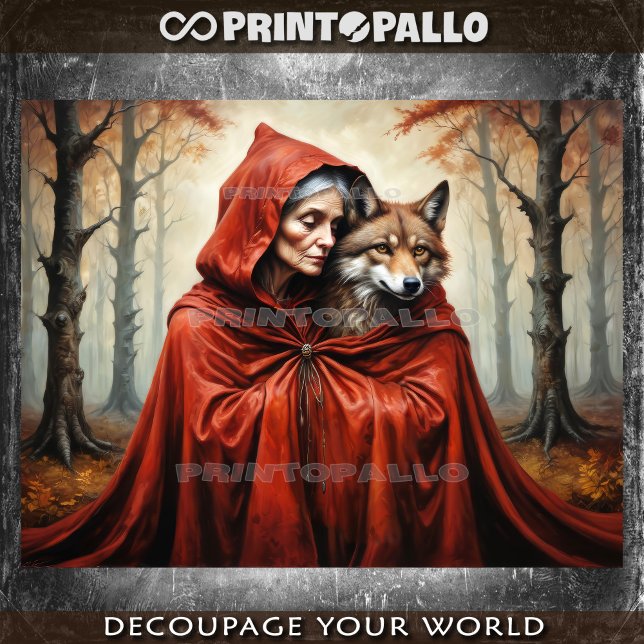 Papel De Seda Cabeza de cabalgata roja con el lobo (Subido por el creador)