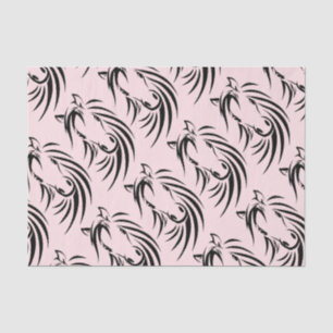 Papel De Seda Cabeza de caballo negra en rosa