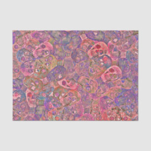 Papel De Seda Cabeza de cráneo Dibujo gótico morado rosado en co