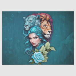 Papel De Seda Cabeza de mujer hermosa con ojos expresivos