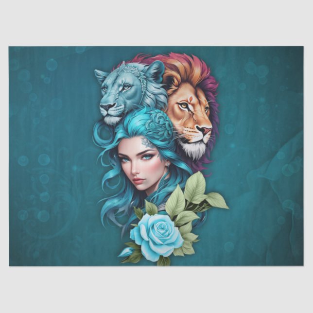 Papel De Seda Cabeza de mujer hermosa con ojos expresivos (Anverso)