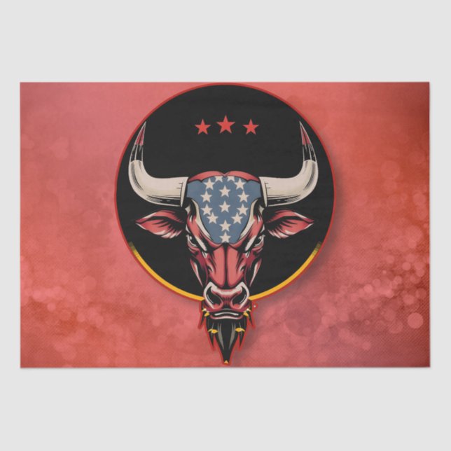 Papel De Seda Cabeza de toro patriótica, un toro americano (Anverso)