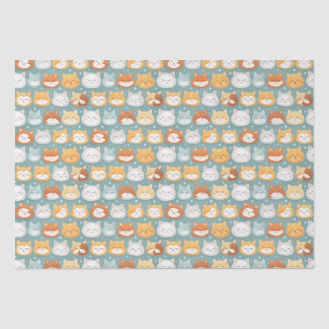 Papel De Seda Cabezas de gato dormilón (Anverso)