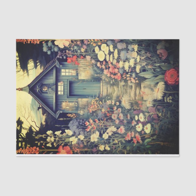 Papel De Seda Cabina con Ilustracion de Ruta de las Flores Silve (Anverso)