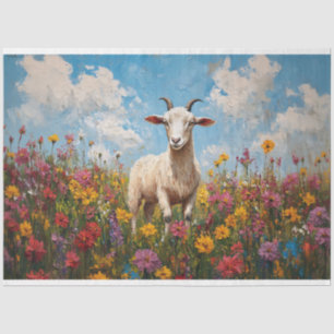 Papel De Seda Cabra en un campo de flores silvestres pintura dec