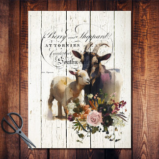 Papel De Seda Cabras nubias florales de granja
