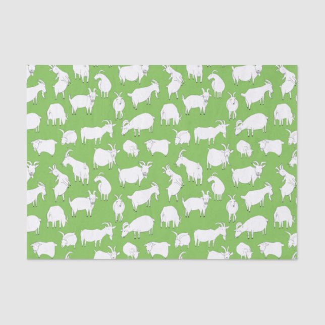 Papel De Seda Cabras que juegan - verde (Anverso)