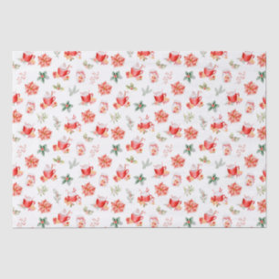 Papel De Seda Cacao Caliente de Navidad y Poinsettias Rojas
