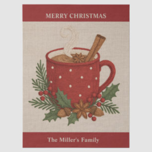 Papel De Seda Cacao de Navidades de bordado rústico con canela