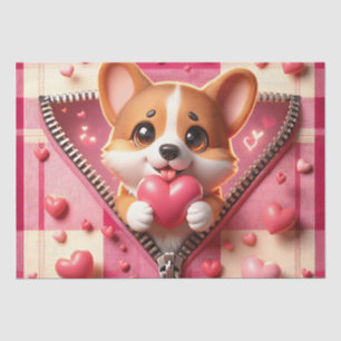 Papel De Seda Cachorro 3D en fondo rosa y blanco (24)