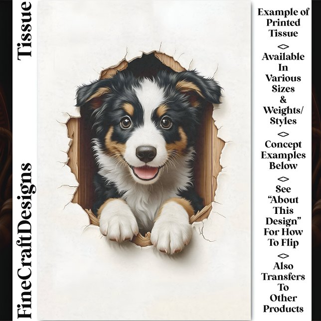 Papel De Seda Cachorro Adorable Border Collie Espiando CN7 Decou (Subido por el creador)