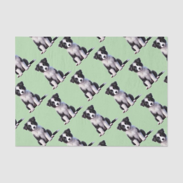 Papel De Seda Cachorro adorable de Border Collie (Anverso)