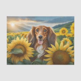 Papel De Seda Cachorro ama girasoles Dachshund marrón de pelo la