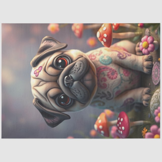 Papel De Seda Cachorro colorido adorable (Anverso)