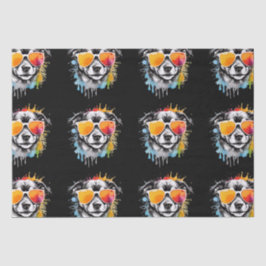 Papel De Seda Cachorro colorido lindo con gafas de sol salpicado