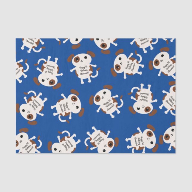 Papel De Seda Cachorro de cachorro adorable tema del primer cump (Anverso)