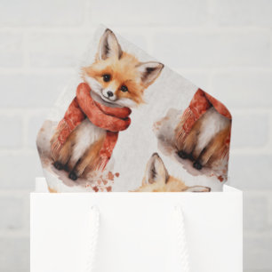 Papel De Seda Cachorro de zorro lindo en un patrón de bufanda ro