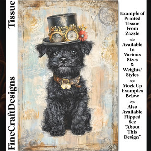 Papel De Seda Cachorro Negro Adorable Con Sombrero Steampunk DL1