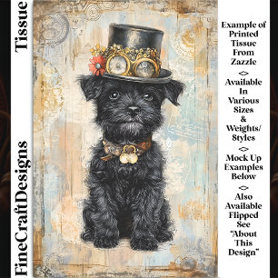 Papel De Seda Cachorro Negro Adorable Con Sombrero Steampunk DL1