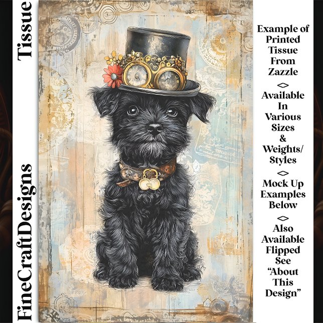 Papel De Seda Cachorro Negro Adorable Con Sombrero Steampunk DL1 (Subido por el creador)