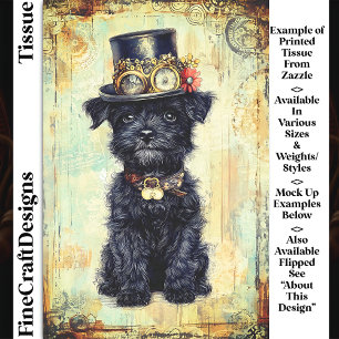 Papel De Seda Cachorro Negro Adorable Con Sombrero Steampunk DL1