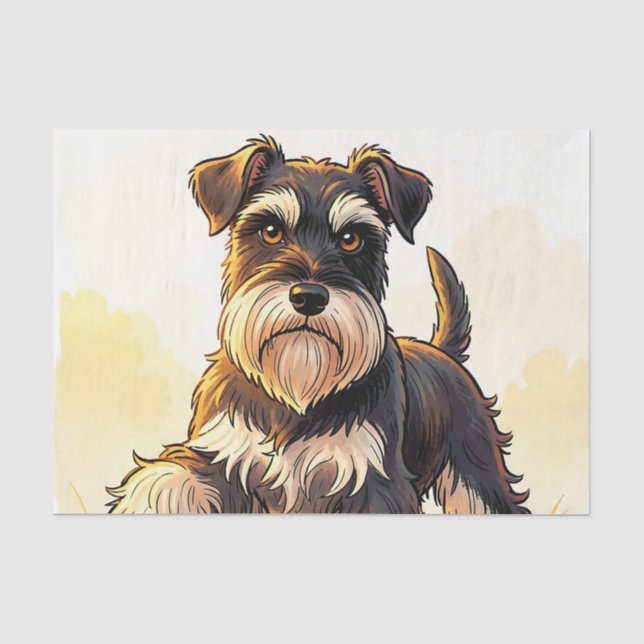 Papel De Seda Cachorro Schnauzer sal y pimienta lindo  (Anverso)