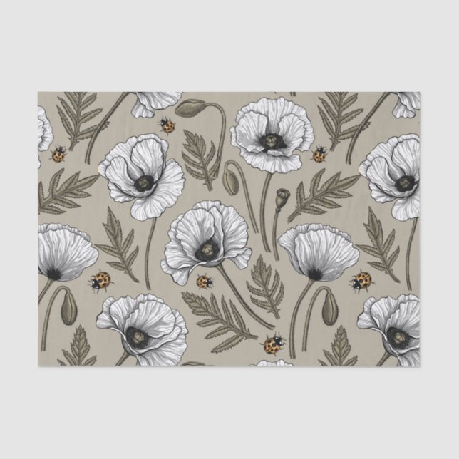 Papel De Seda Cachorros blancos y ladybugs (Anverso)