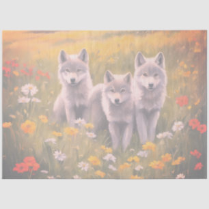 Papel De Seda Cachorros traviesos de lobo gris