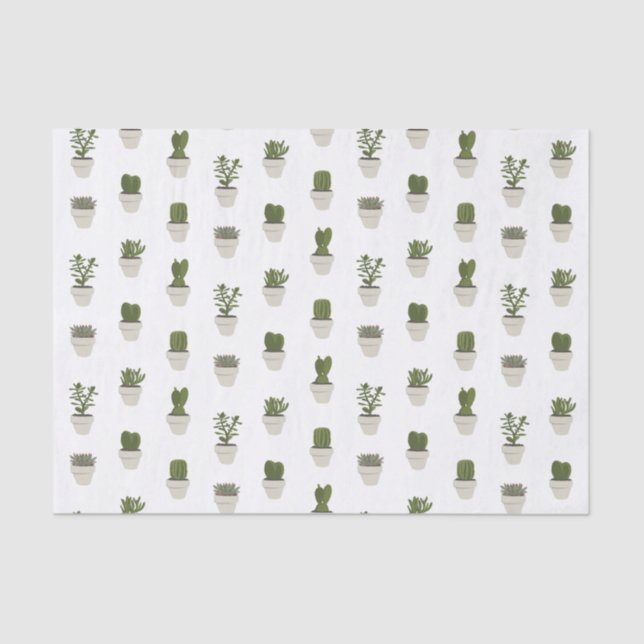 Papel De Seda Cacti & Succulent - blanco - elige tu origen (Anverso)