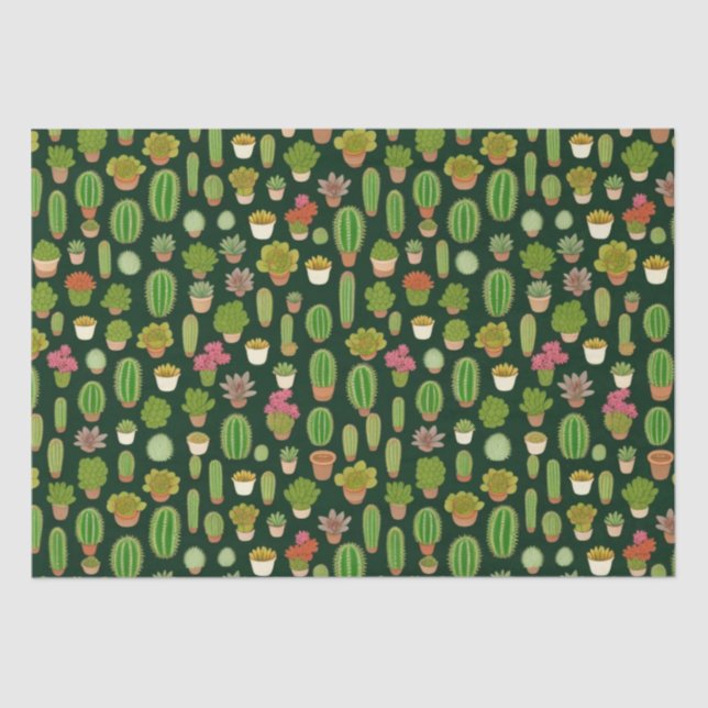 Papel De Seda Cacti y Suculento País de las Maravillas (Anverso)